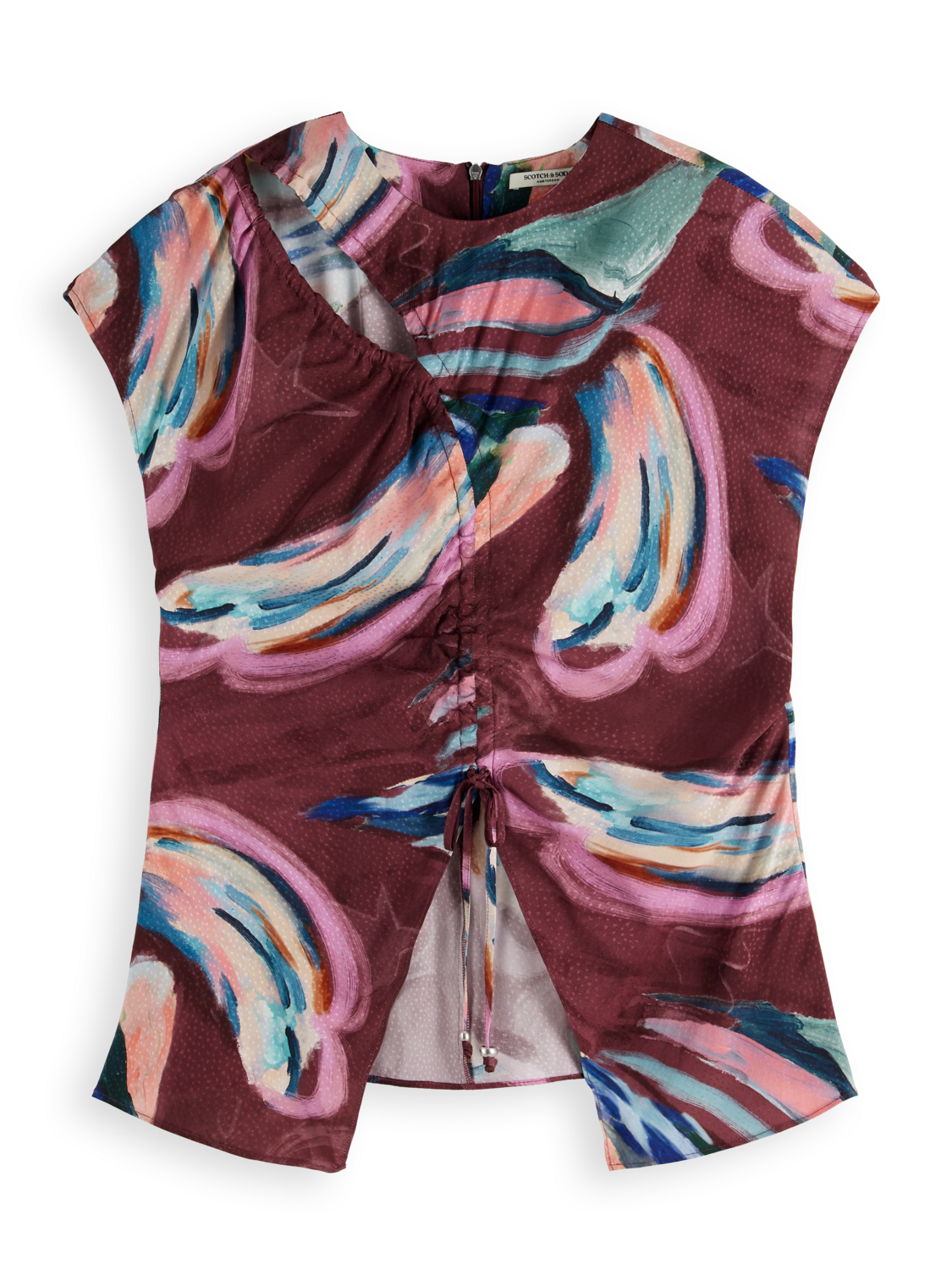 Draw string keyhole short sleeve top