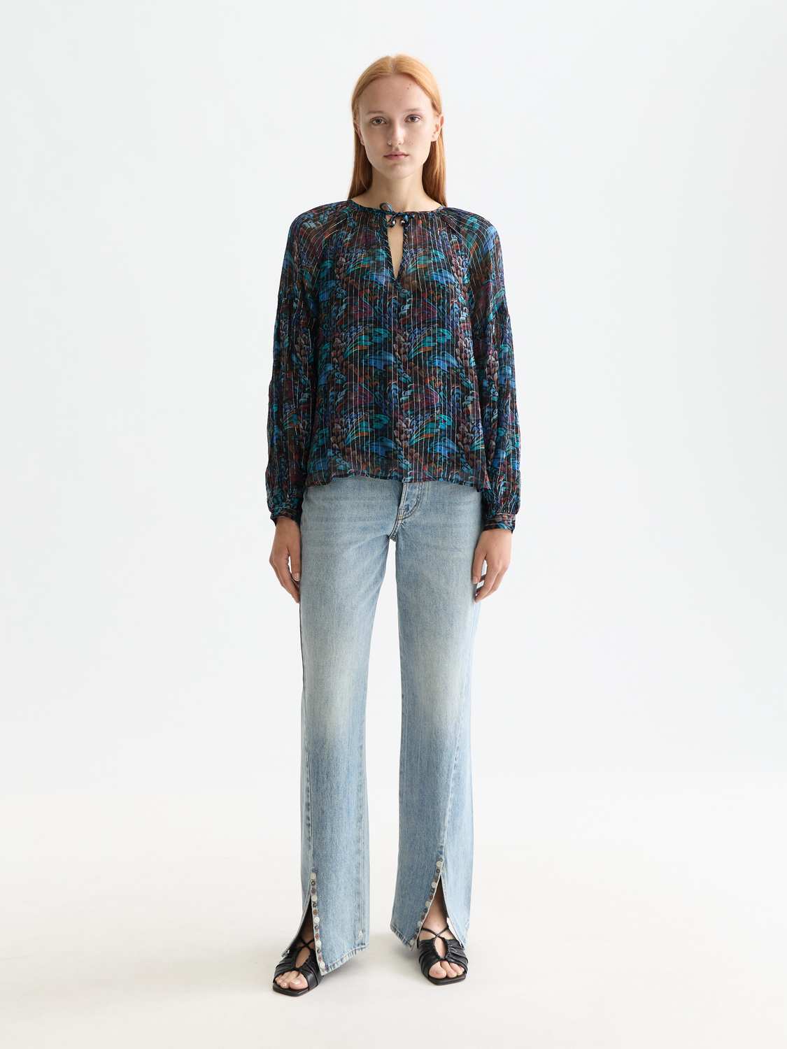 Printed top with ties