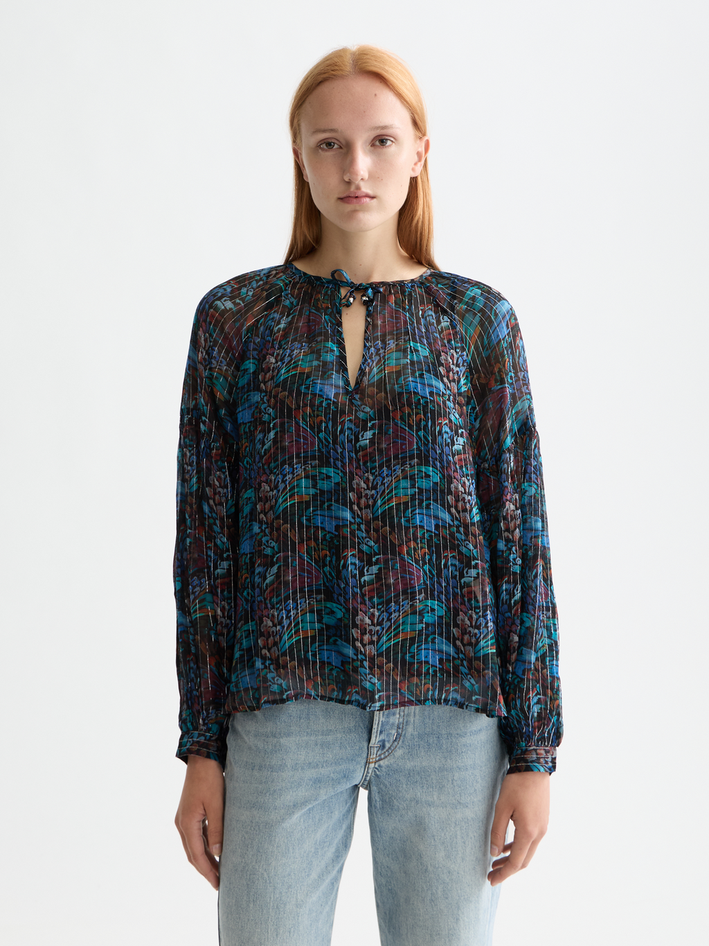 Printed top with ties