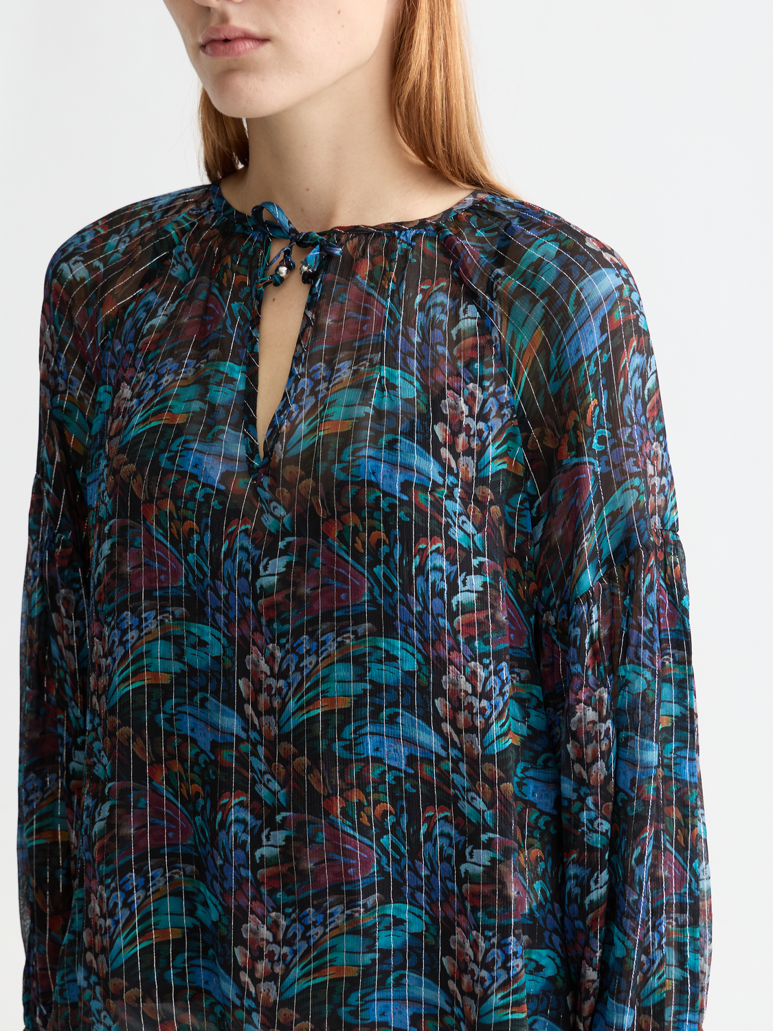 Printed top with ties