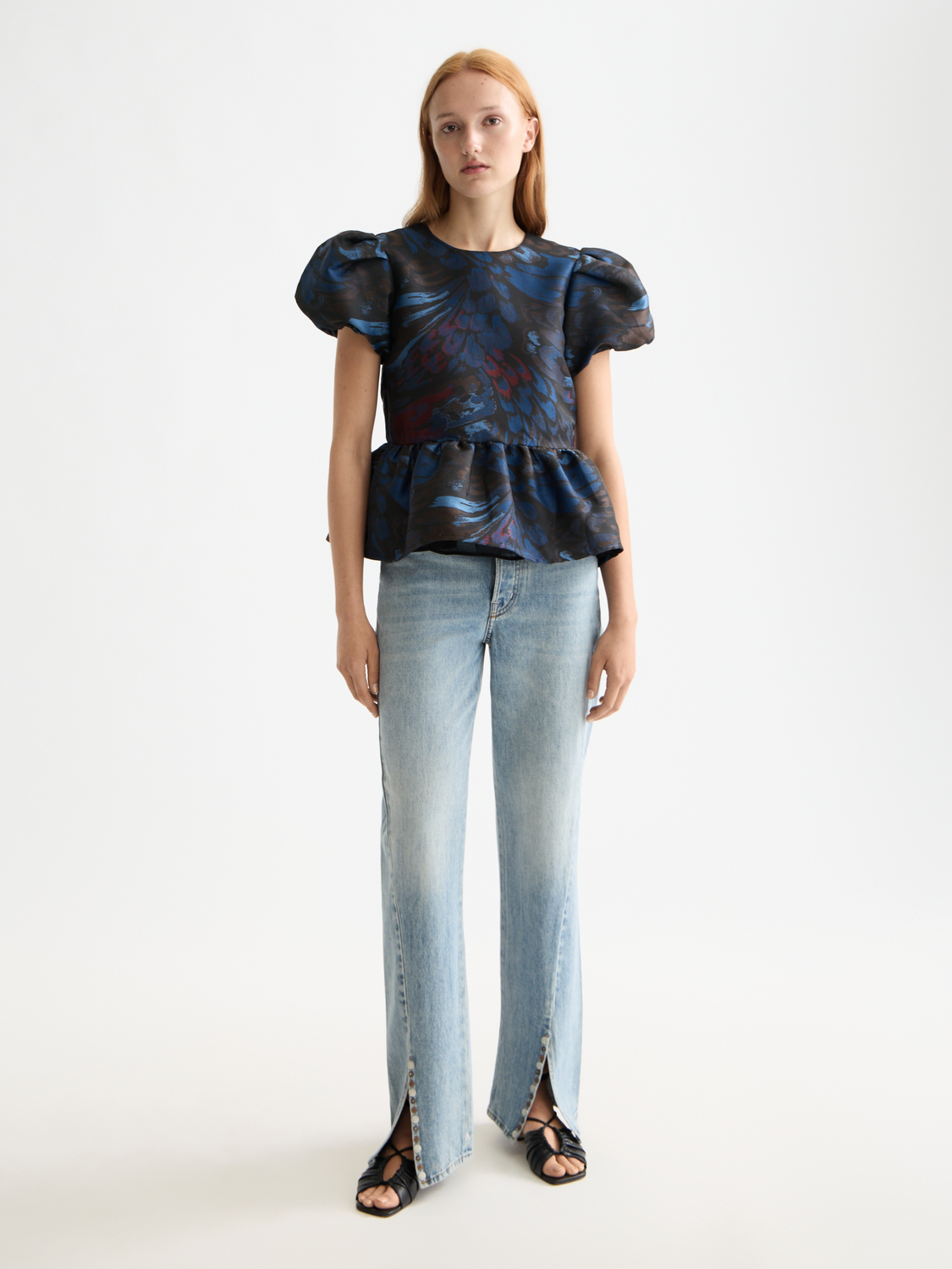 Cap sleeve top with peplum