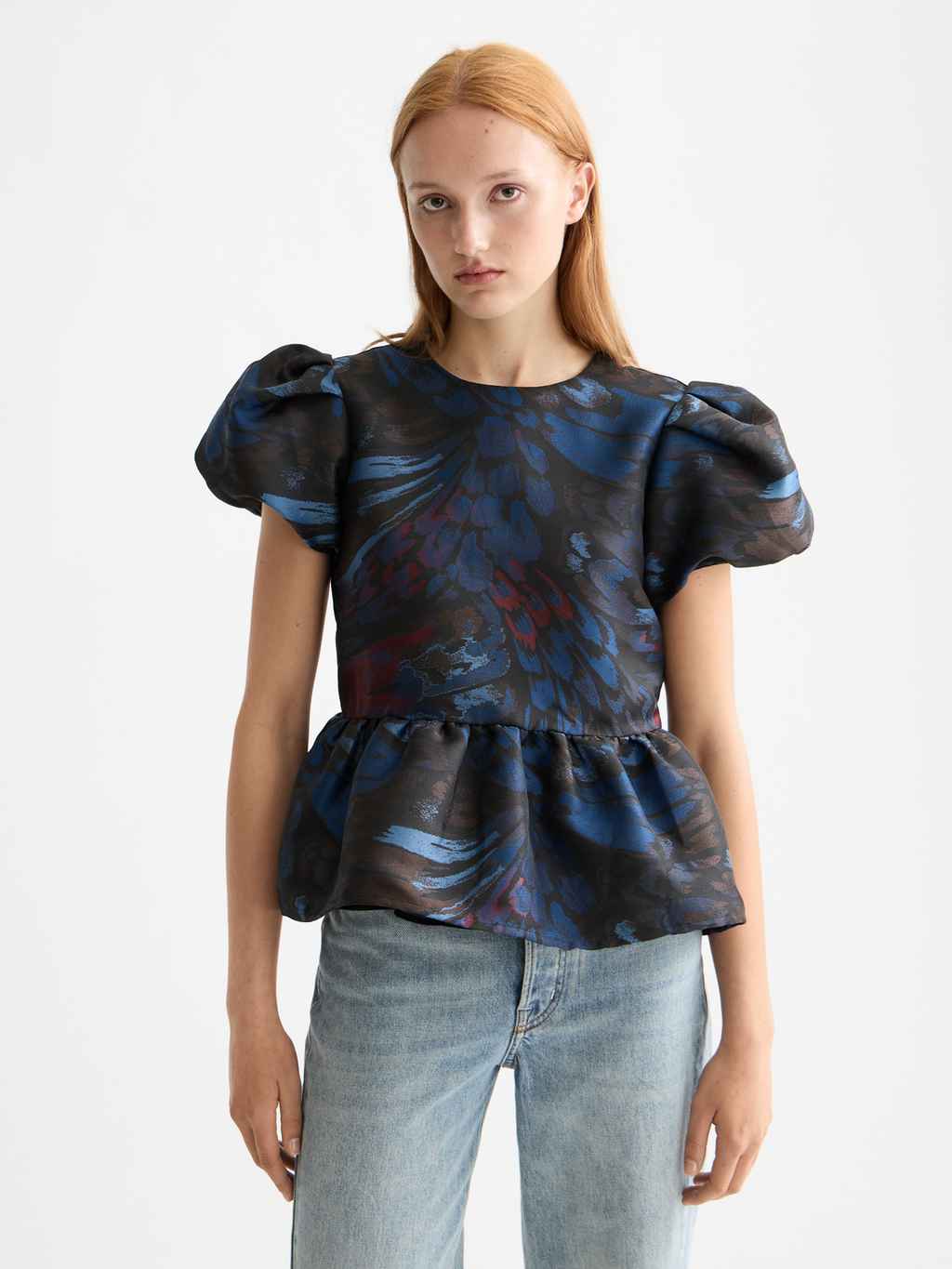 Cap sleeve top with peplum