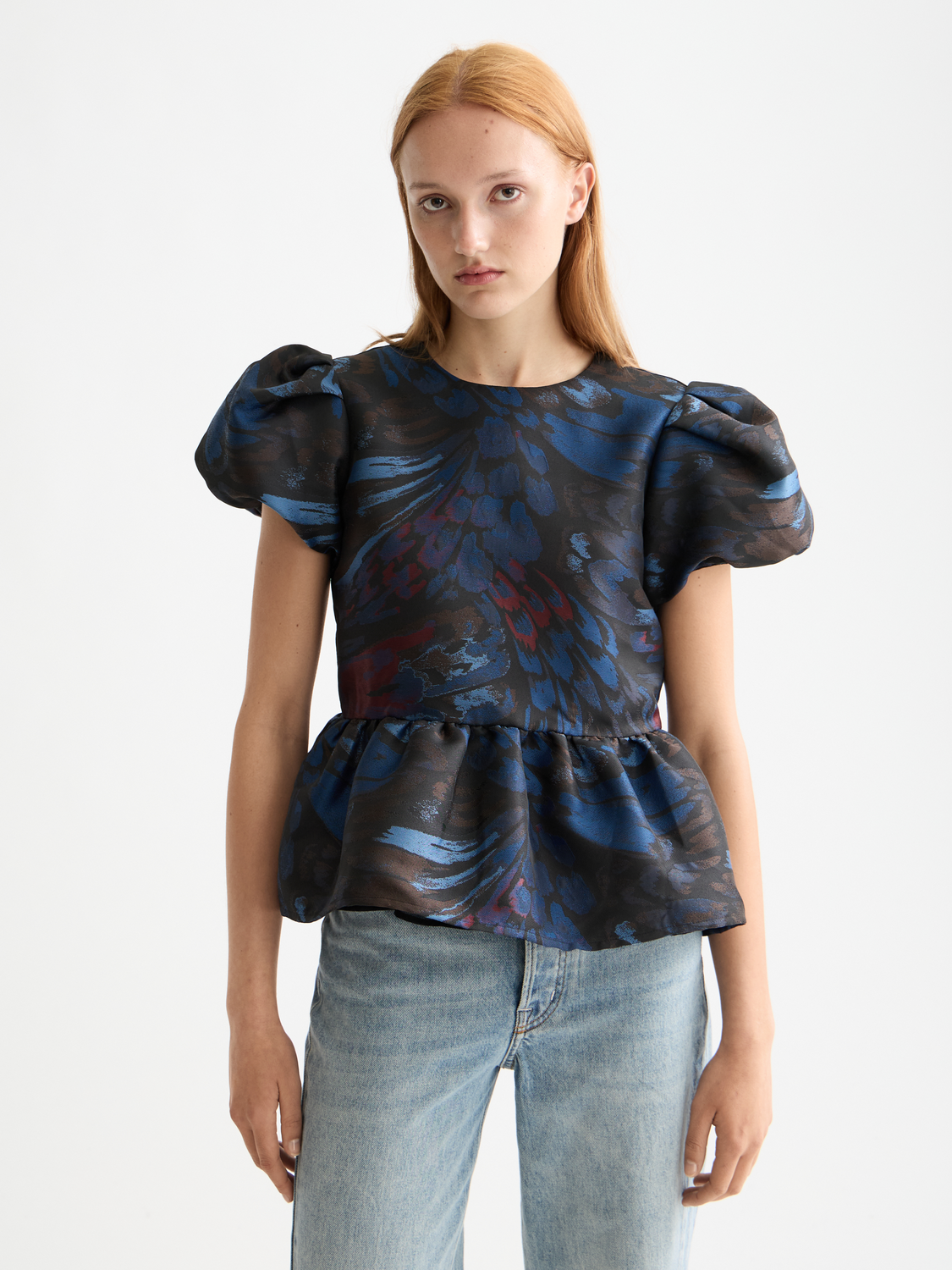 Cap sleeve top with peplum