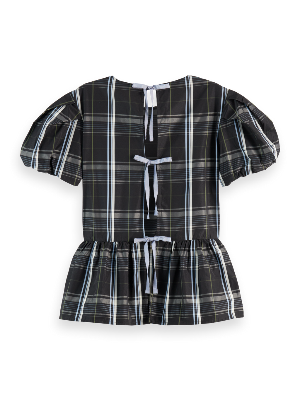 Cap sleeve taffeta top with peplum