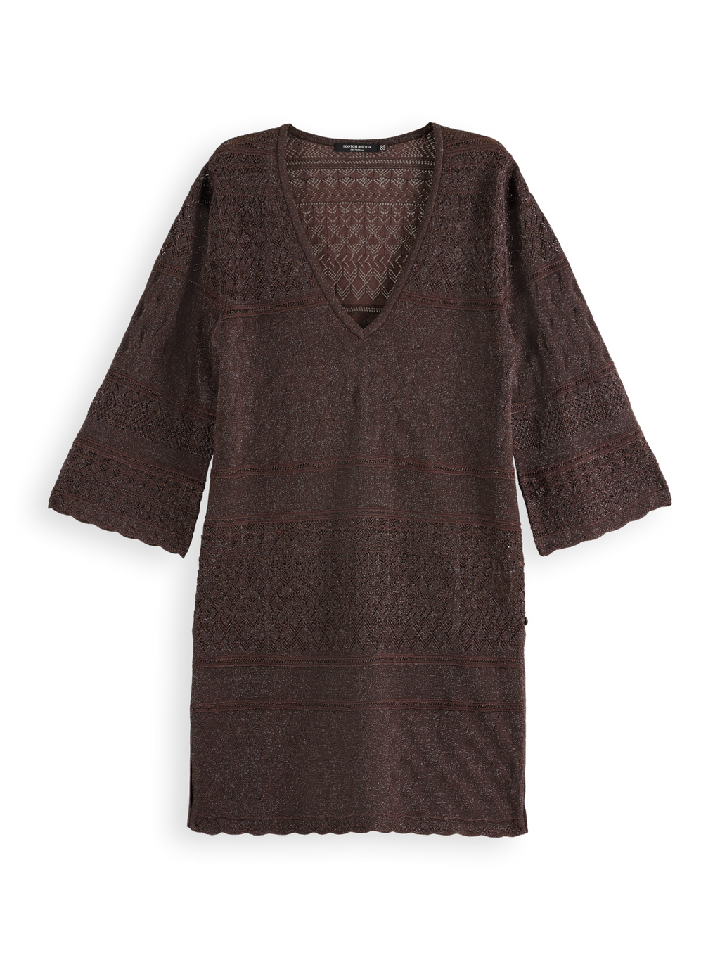 Metallic pointelle pullover