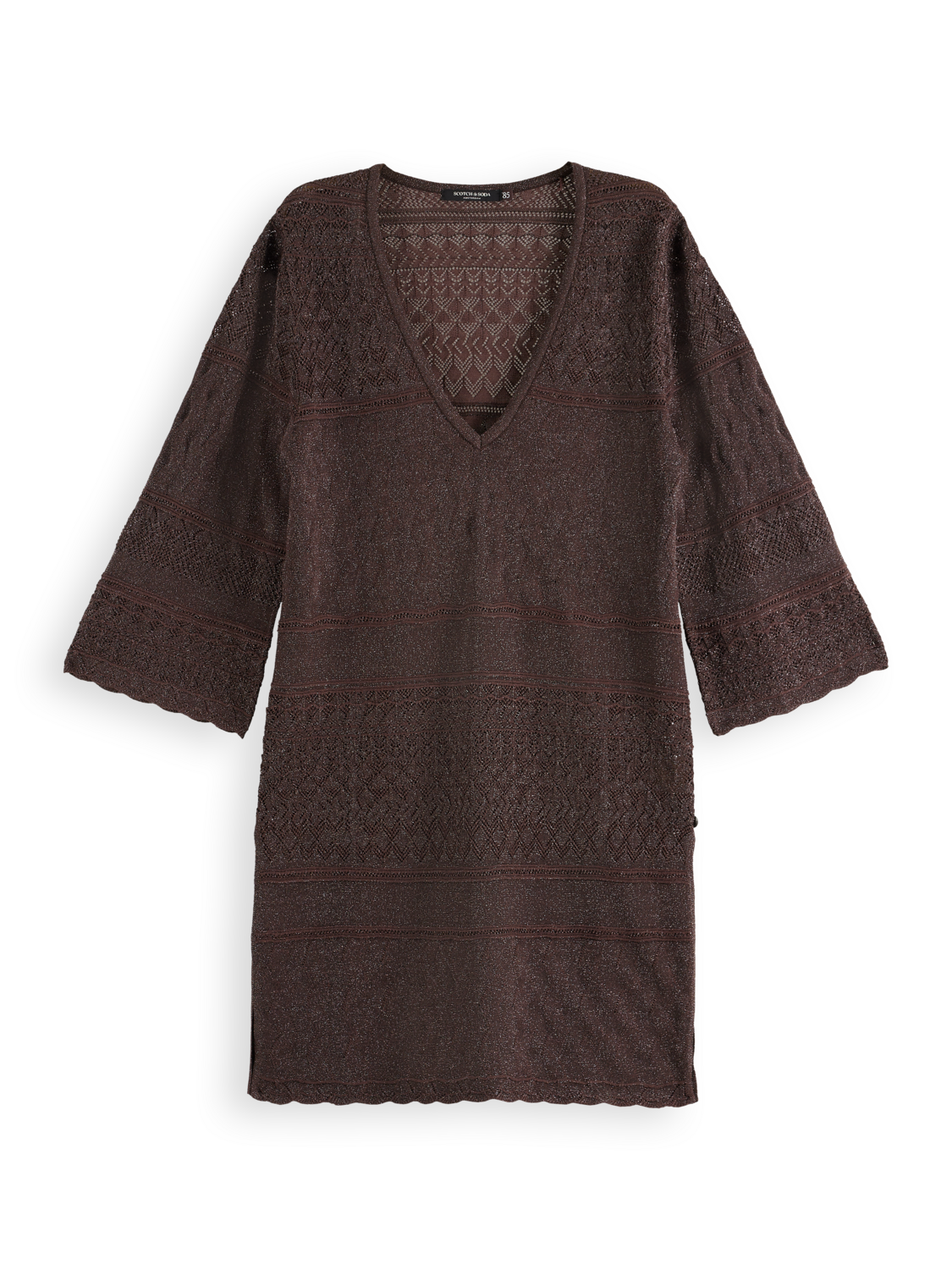Metallic pointelle pullover