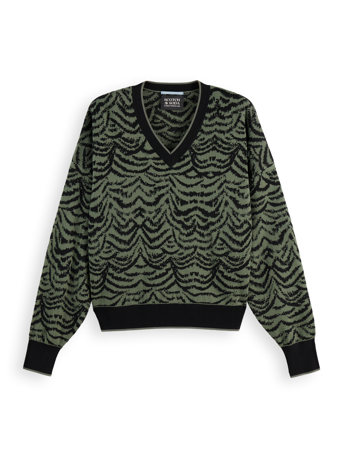 Jacquard V-neck pullover