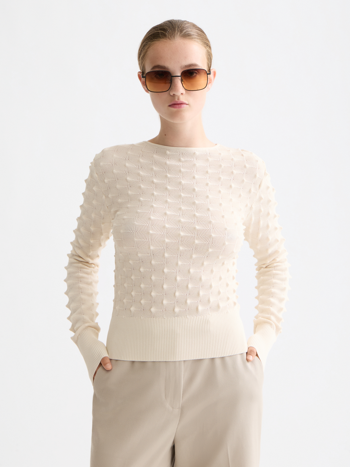 textured stitch pullover