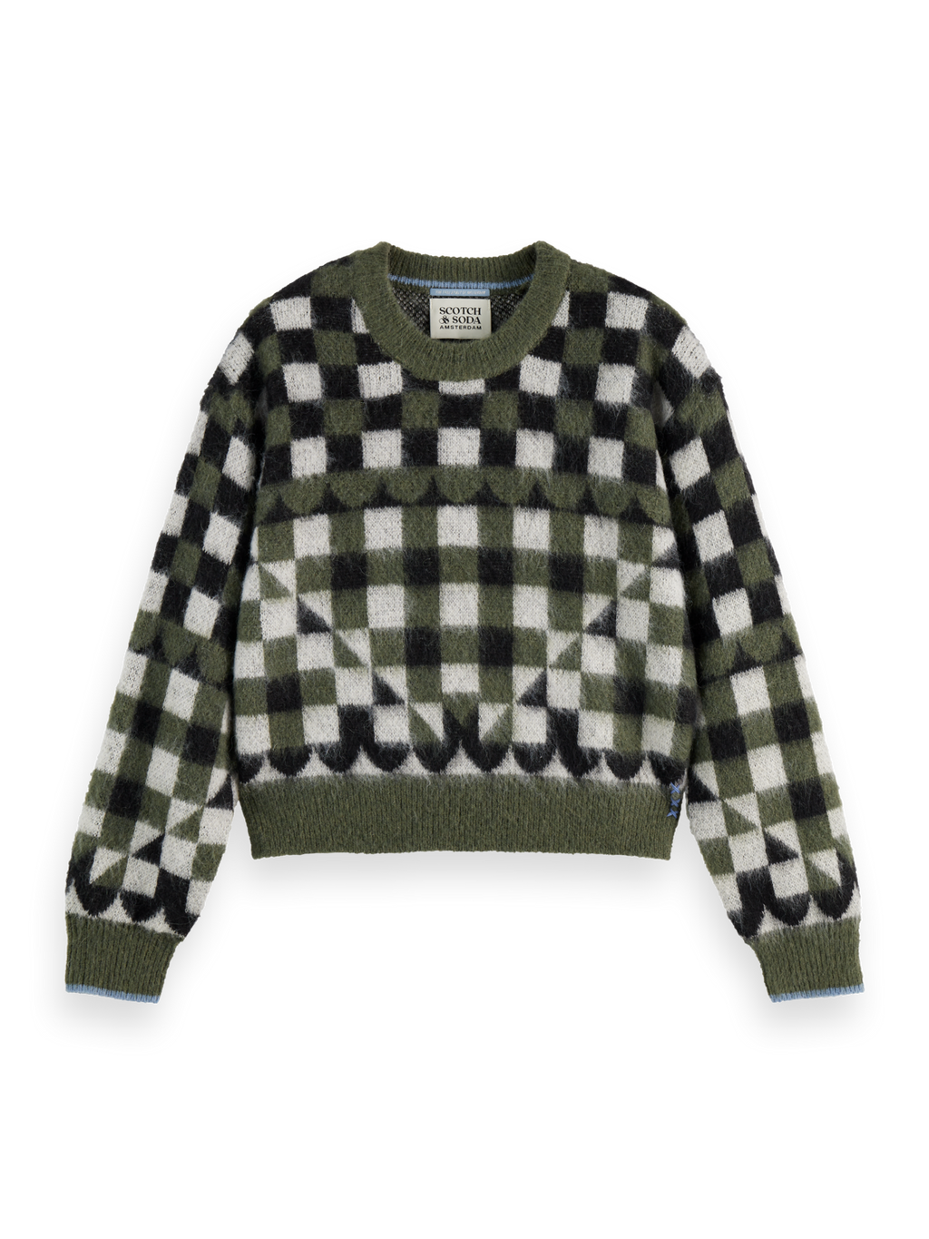 Fuzzy jacquard pullover
