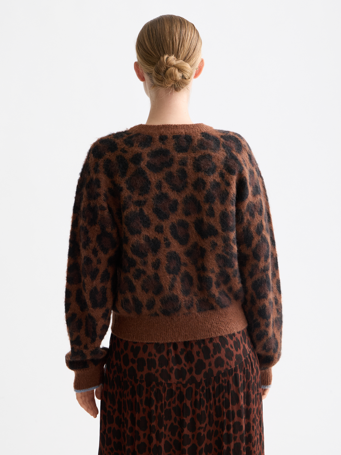 Fuzzy jacquard pullover