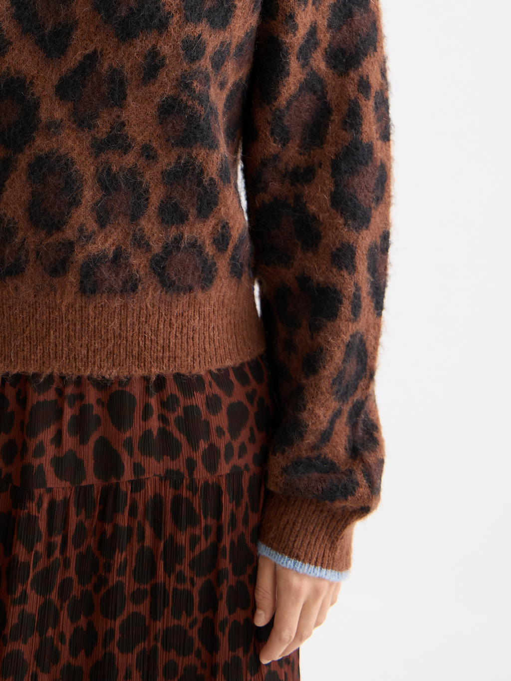 Fuzzy jacquard pullover