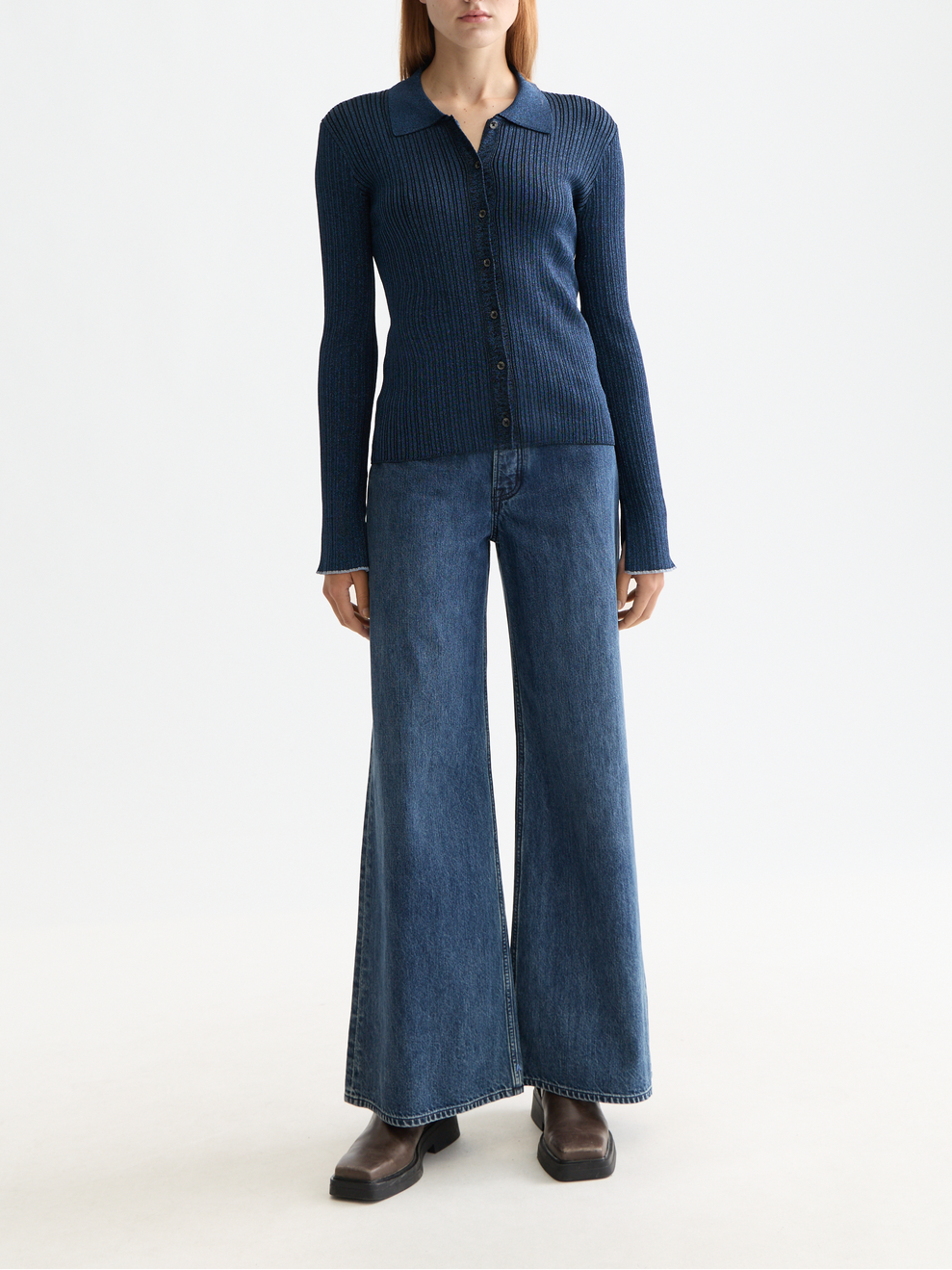 Metallic skinny rib fitted cardigan – Scotch & Soda Amsterdam