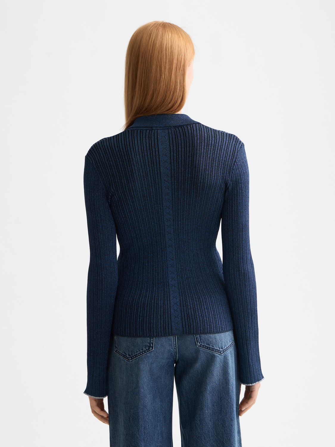 Metallic skinny rib fitted cardigan
