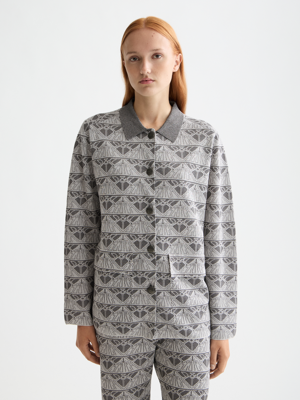 Jacquard knitted jacket