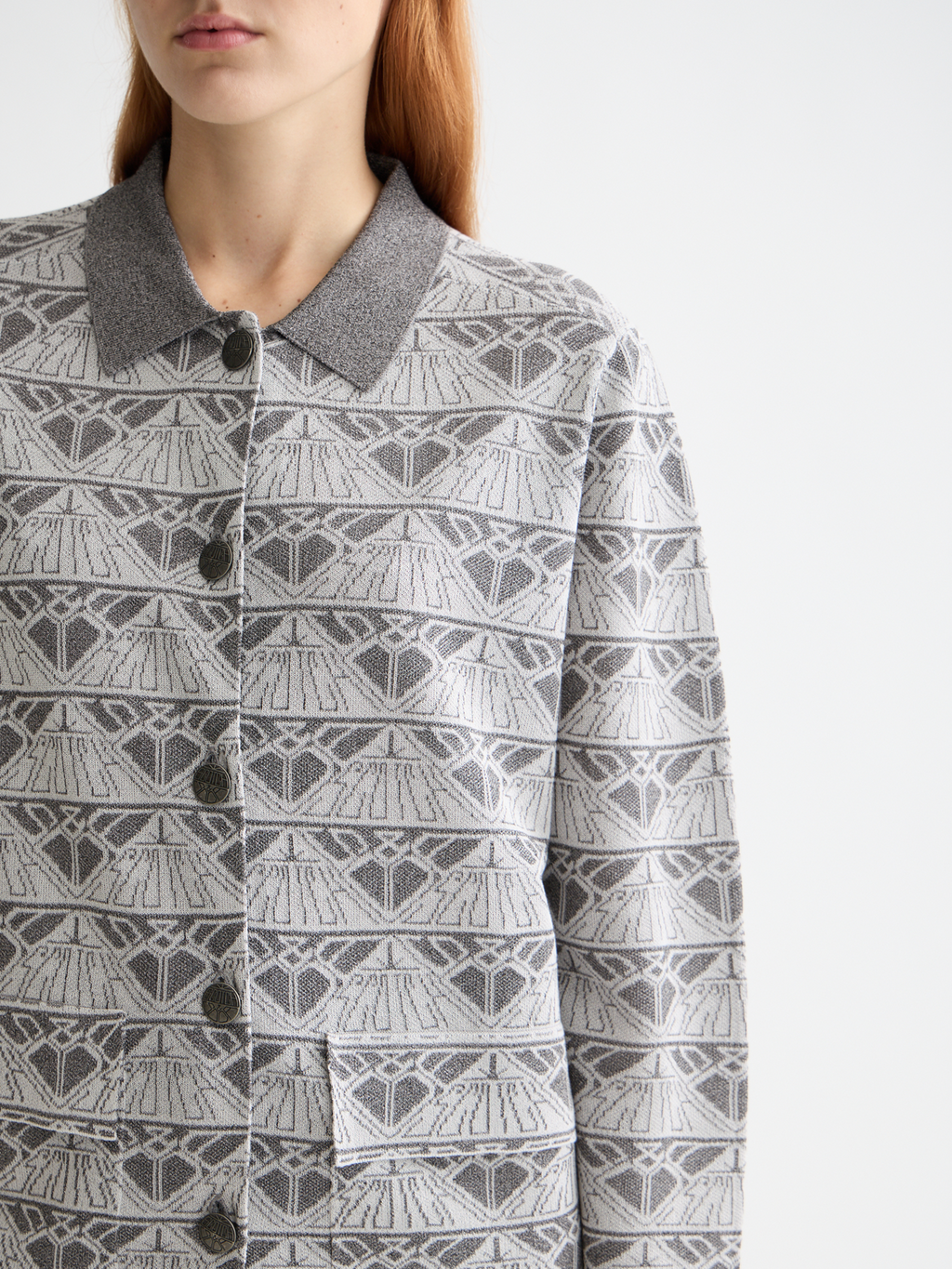 Jacquard knitted jacket