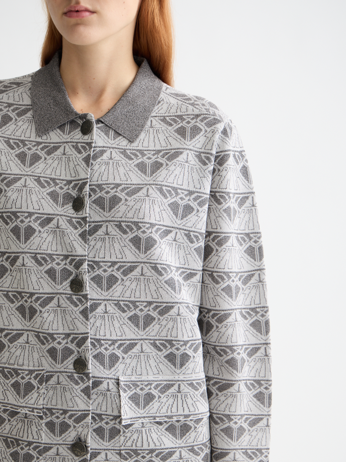 Jacquard knitted jacket