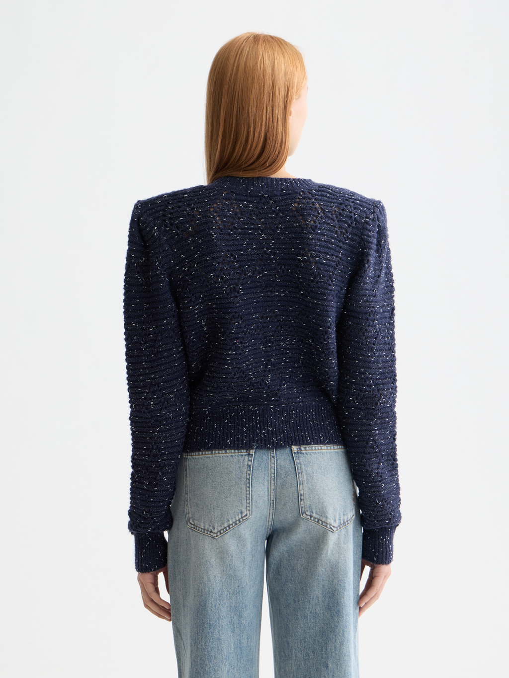 Metallic crew neck cardigan