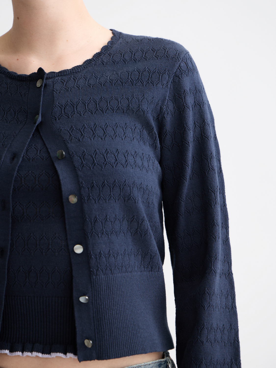 Pointelle knitted cardigan
