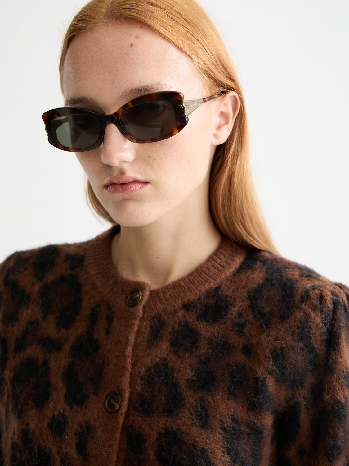 Fuzzy jacquard cardigan