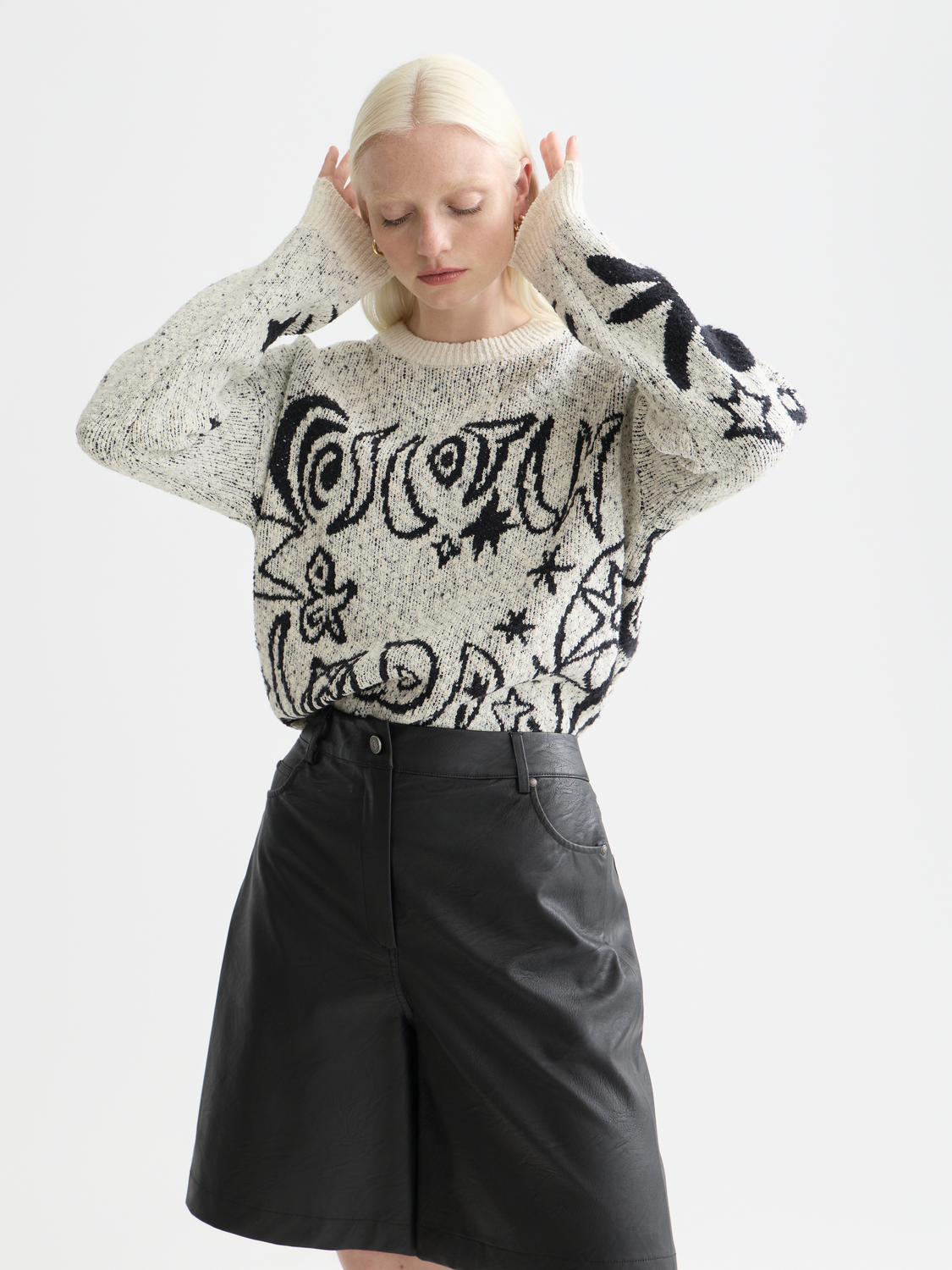 Jacquard motif oversized pullover