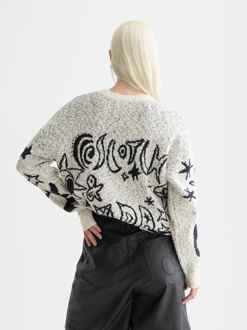 Jacquard motif oversized pullover