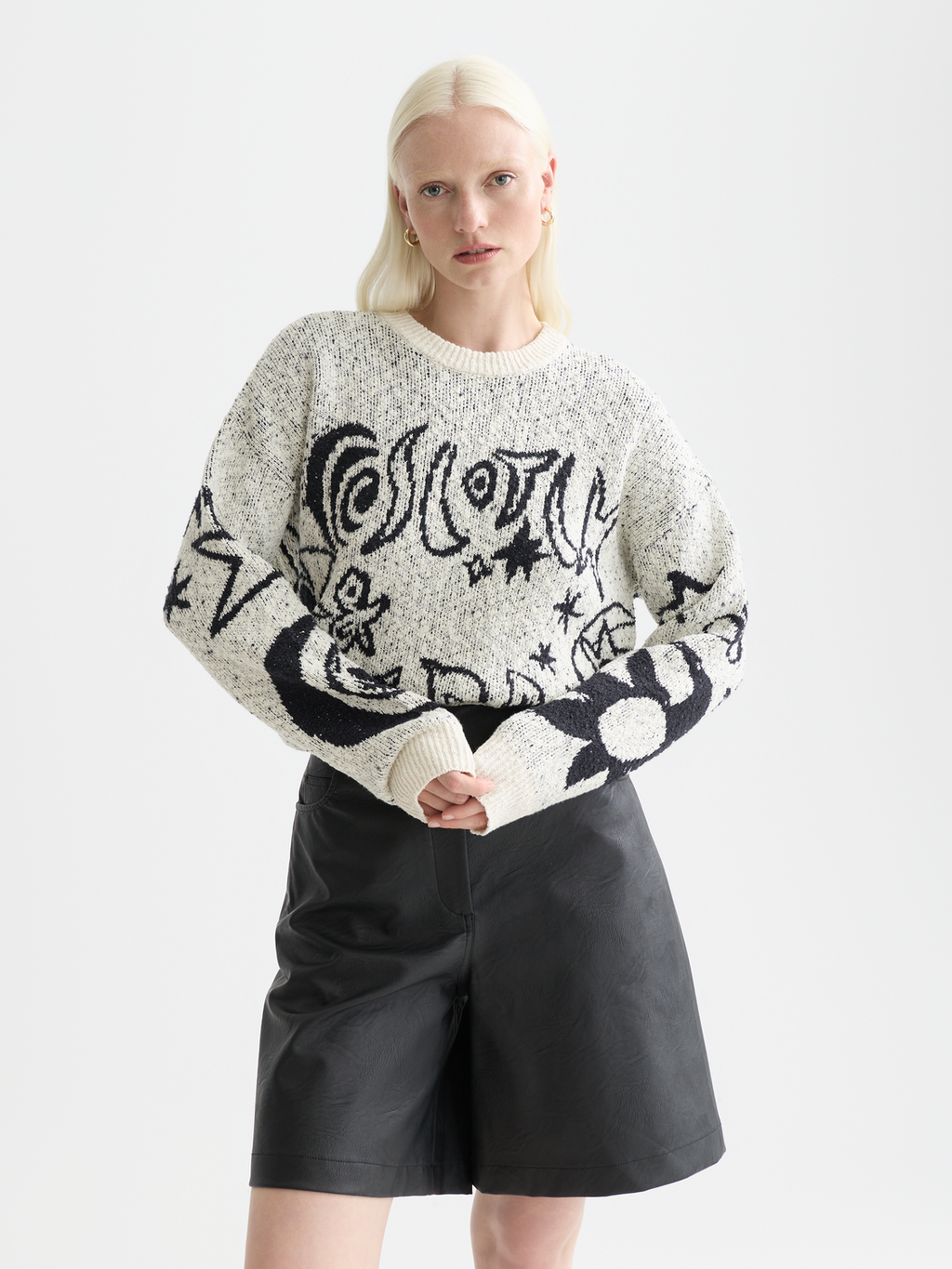 Jacquard motif oversized pullover