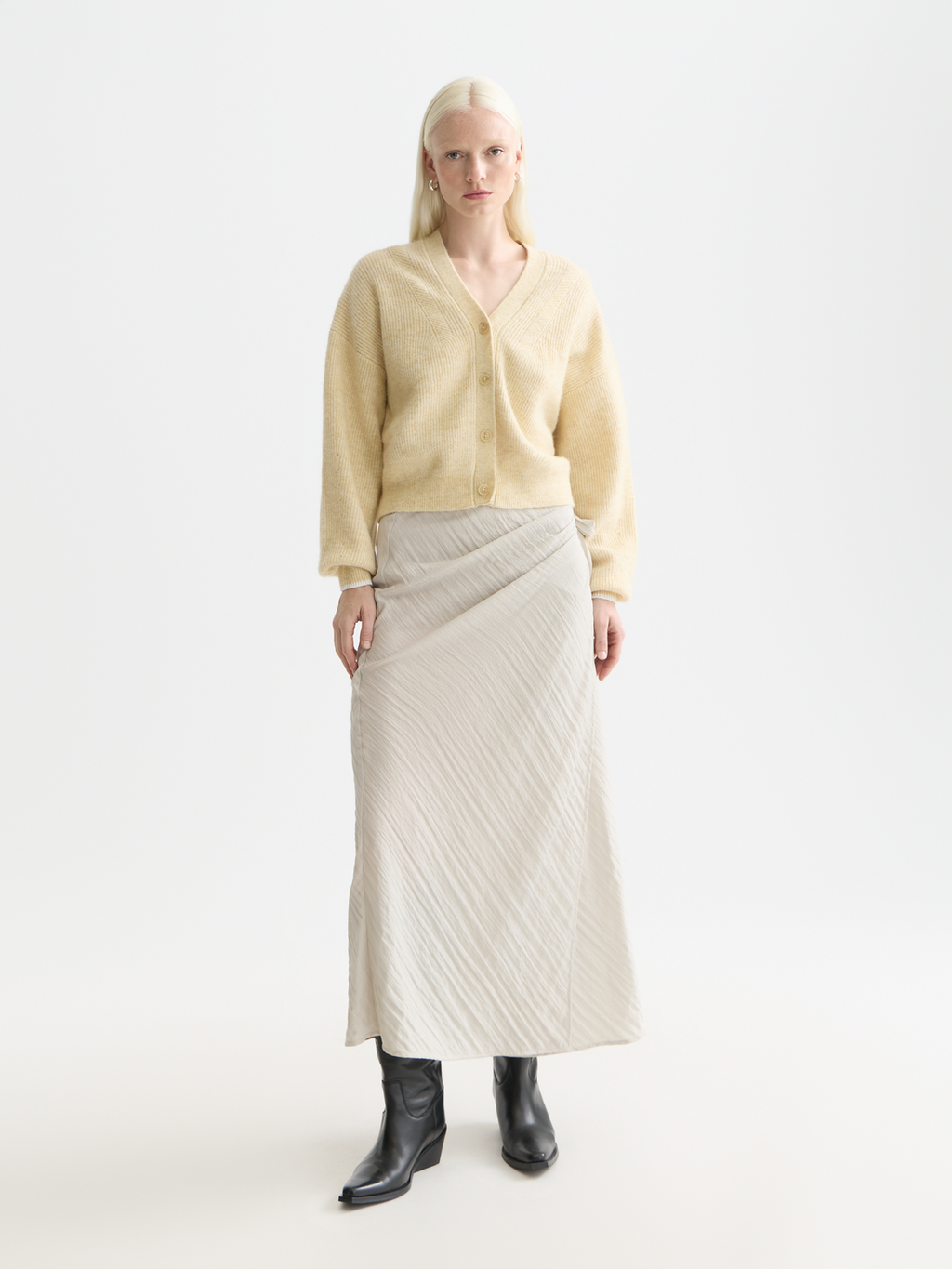 Fuzzy relaxed cardigan - PARSNIP MELANGE