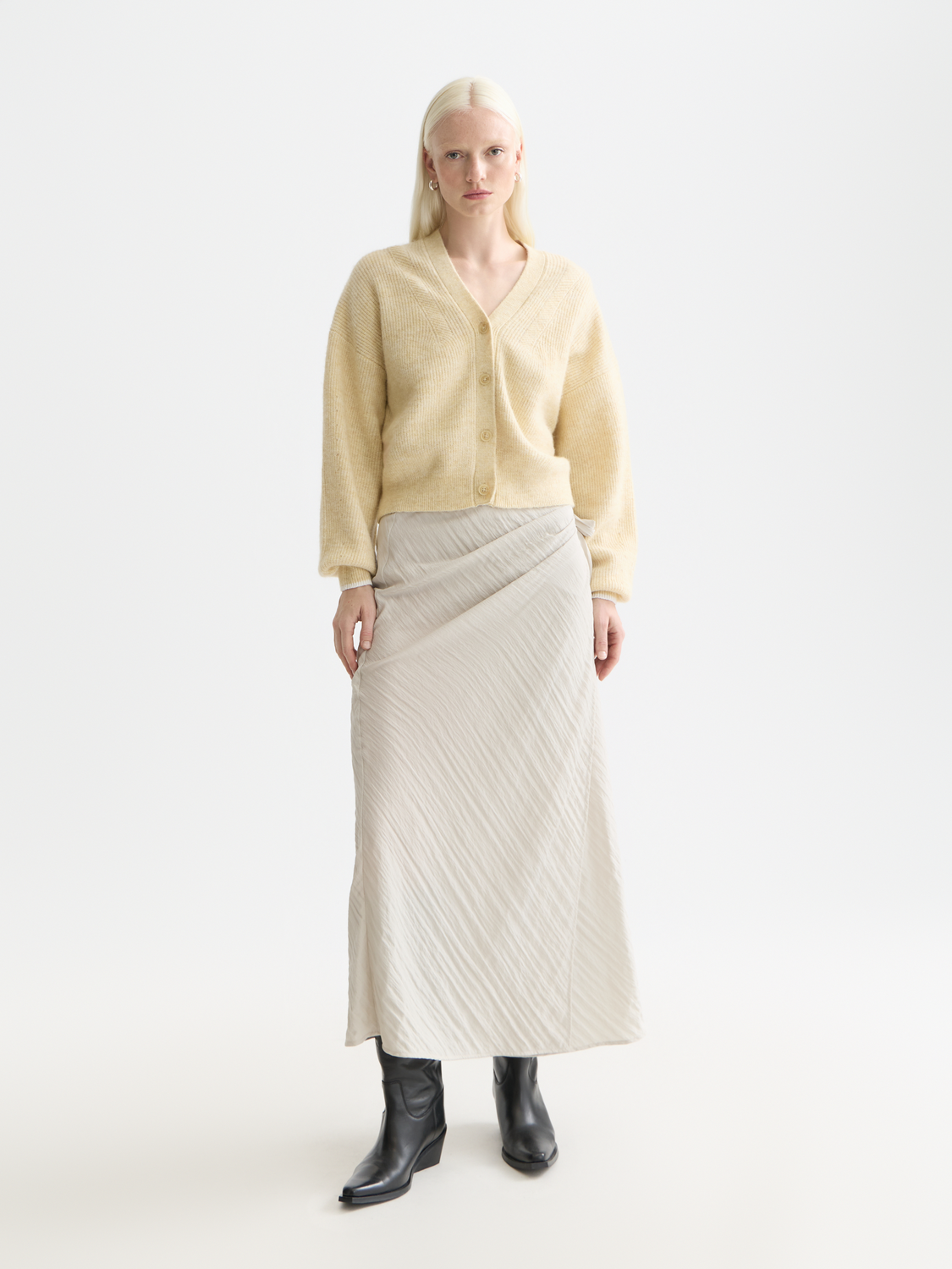 Fuzzy relaxed cardigan - PARSNIP MELANGE