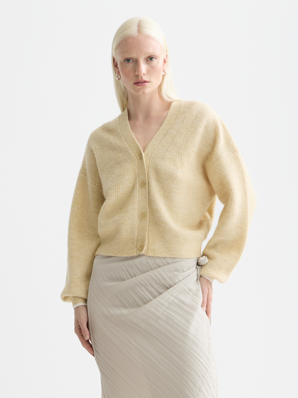 Fuzzy relaxed cardigan - PARSNIP MELANGE