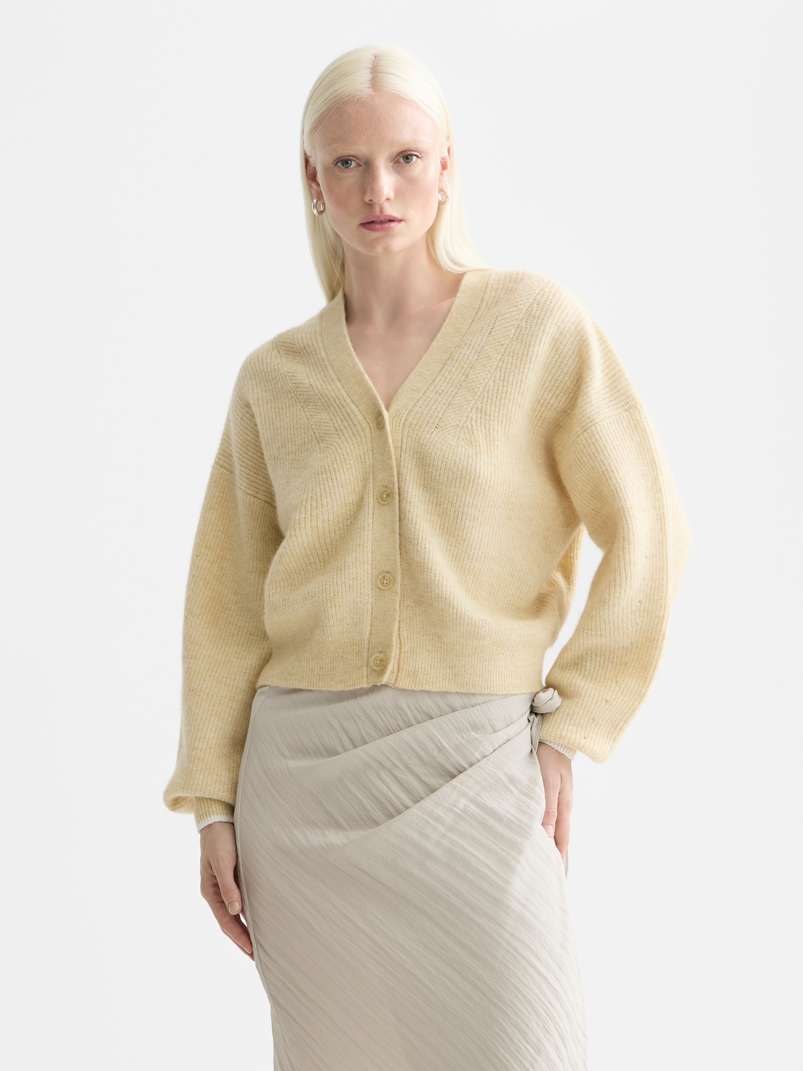 Fuzzy relaxed cardigan - PARSNIP MELANGE