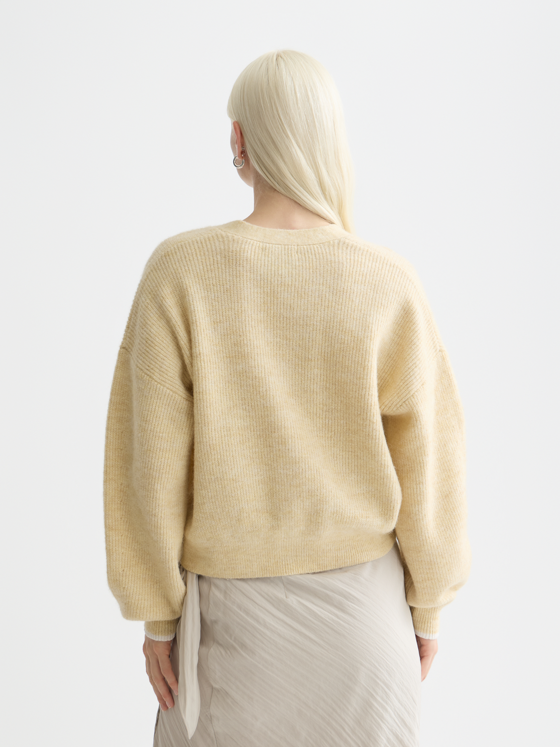 Fuzzy relaxed cardigan - PARSNIP MELANGE