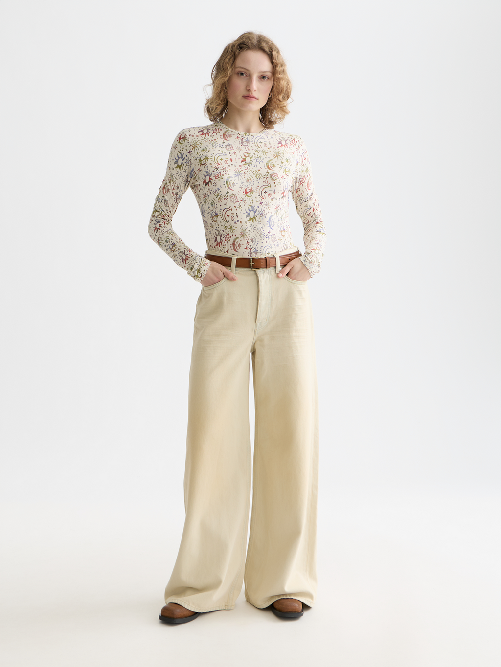 Printed long sleeve top