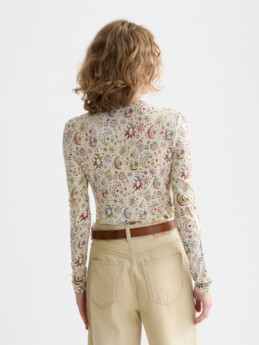 Printed long sleeve top