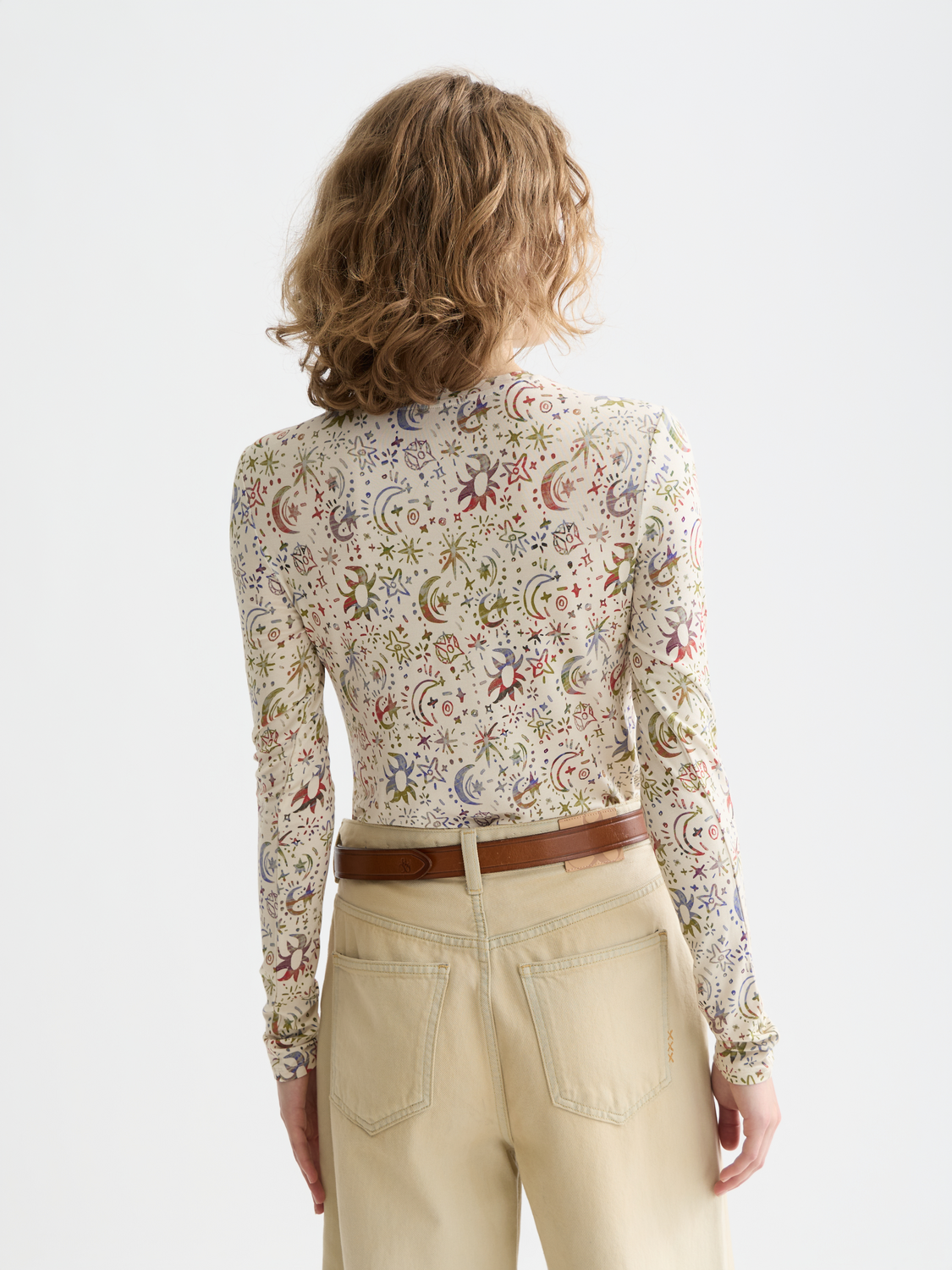 Printed long sleeve top