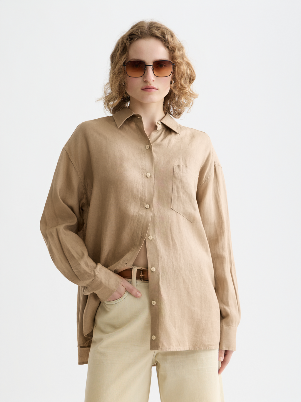 Linen back detail shirt
