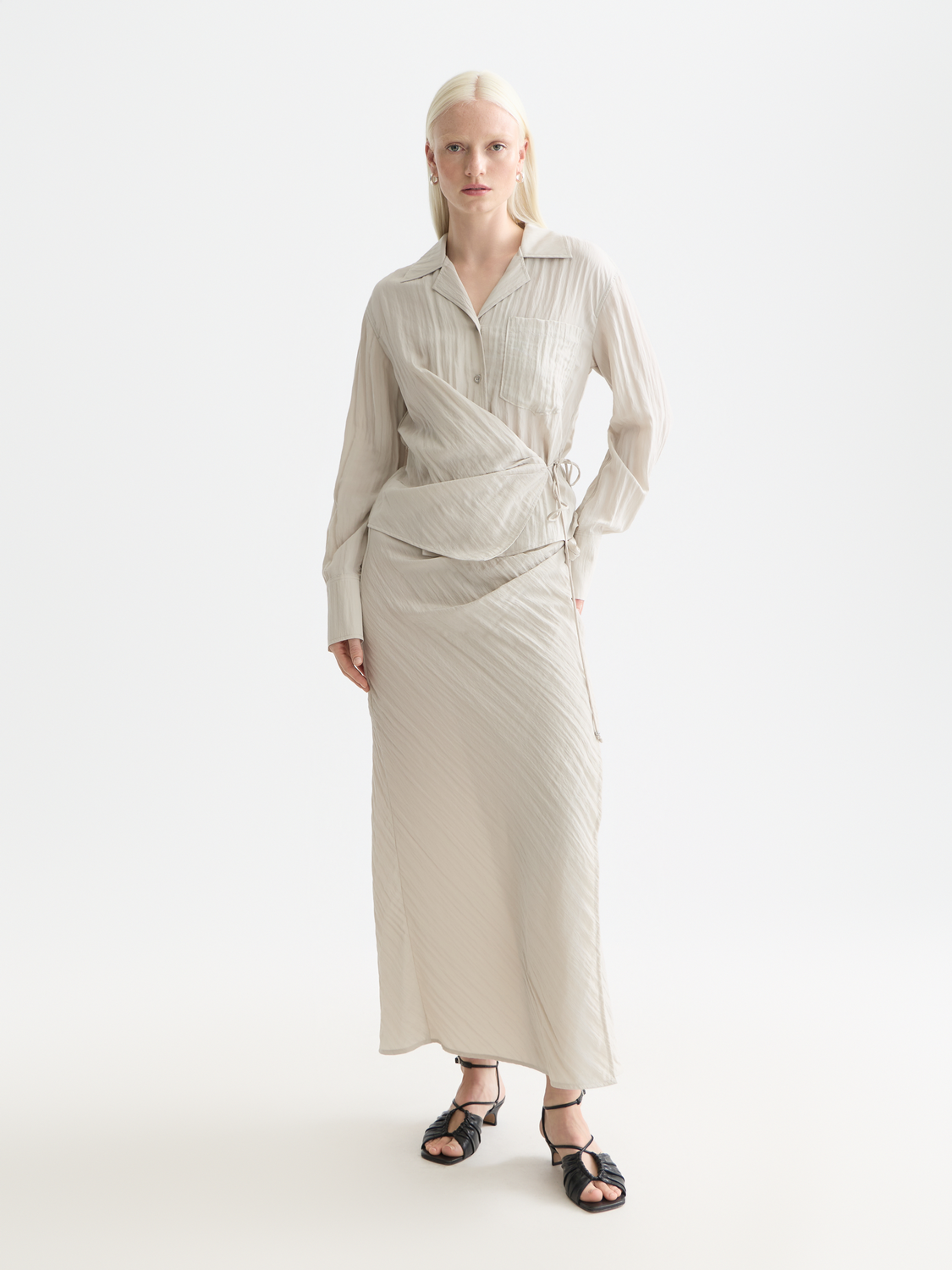 Long sleeved wrap shirt