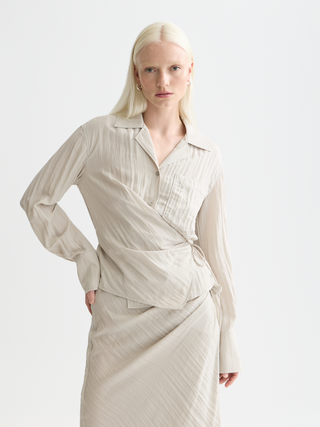 Long sleeved wrap shirt