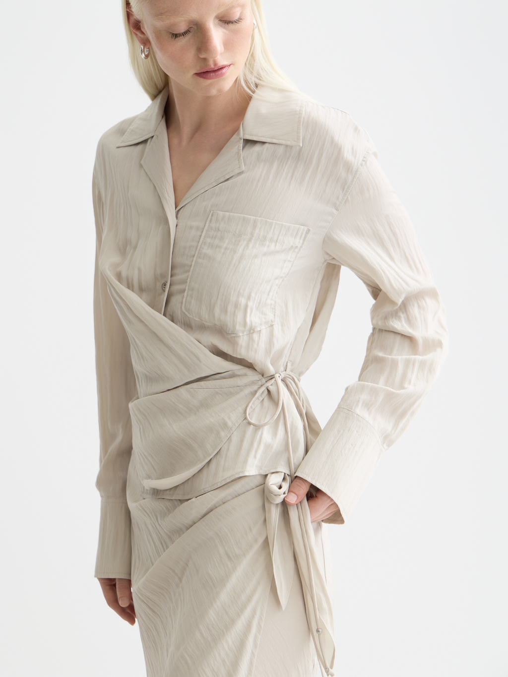 Long sleeved wrap shirt