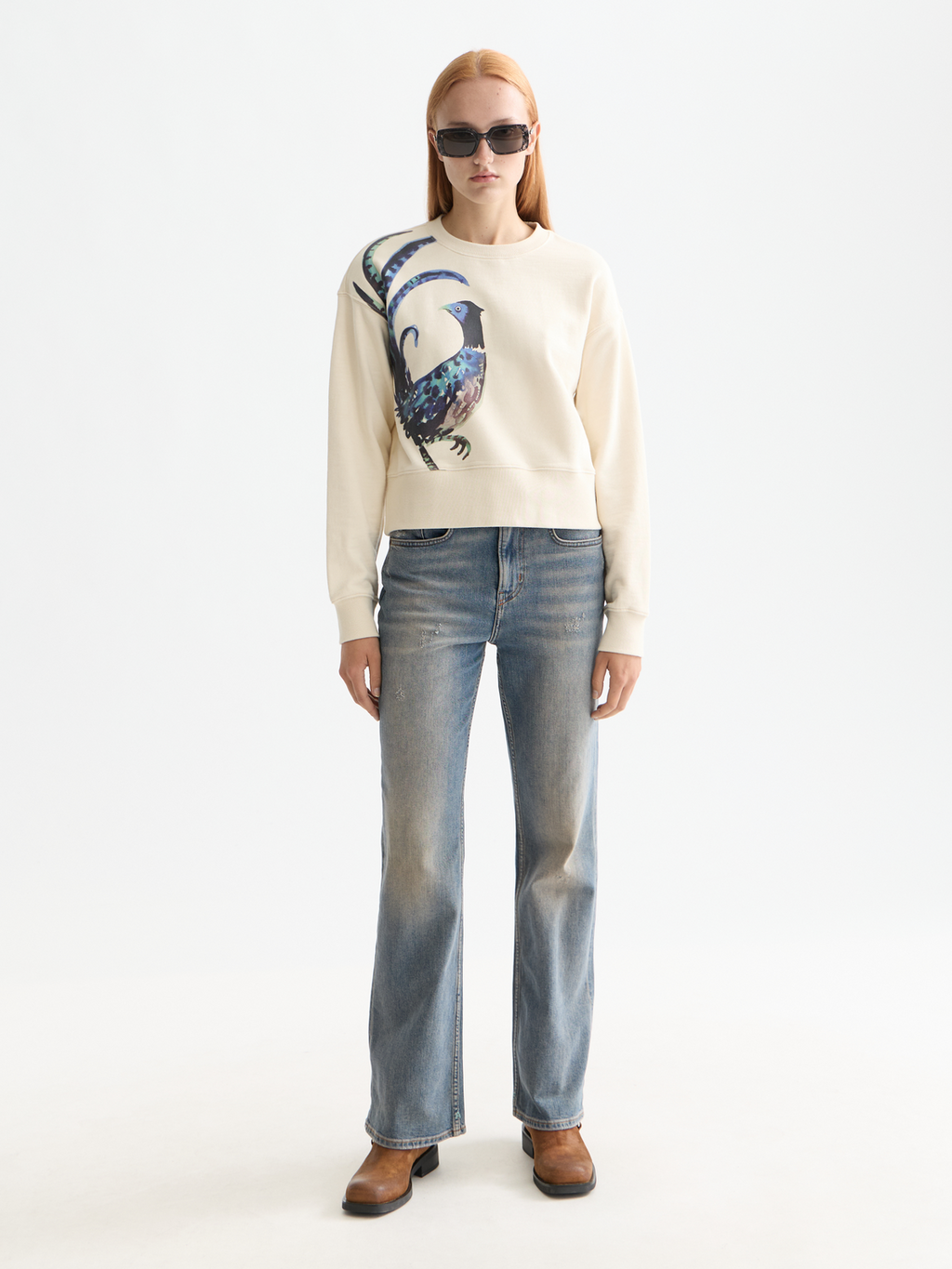 Washed artwork loose sweater