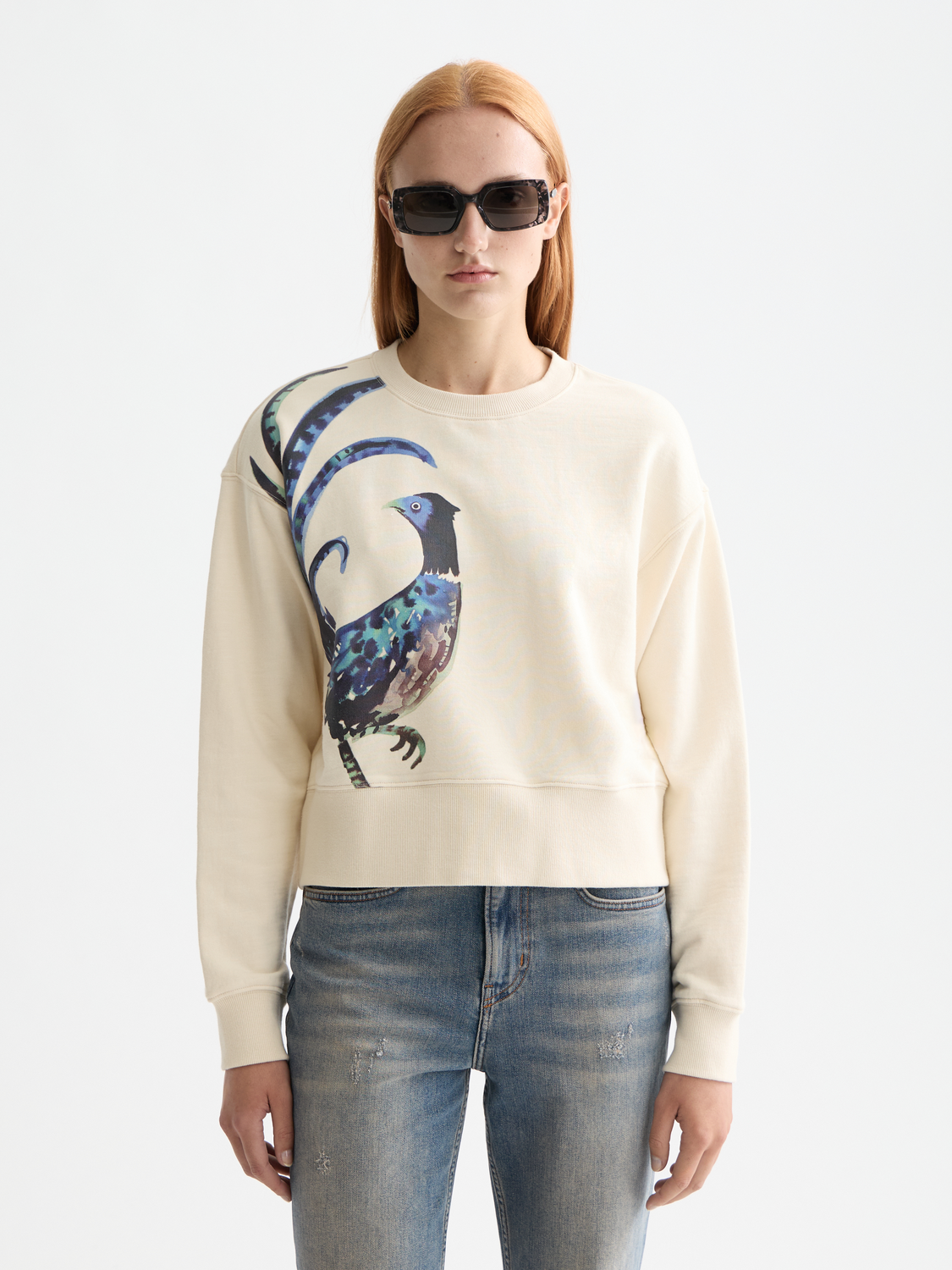 Washed artwork loose sweater