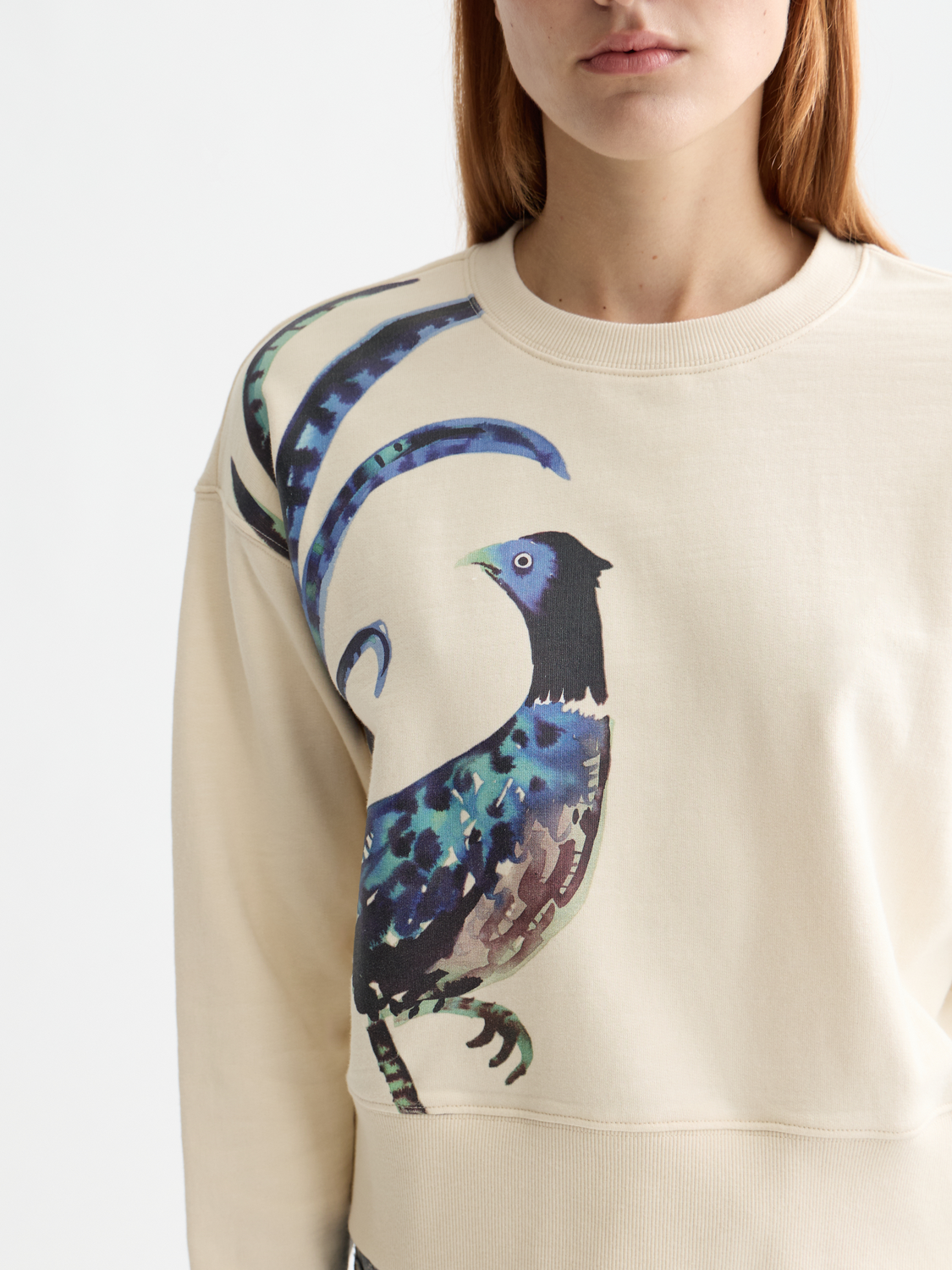 Washed artwork loose sweater