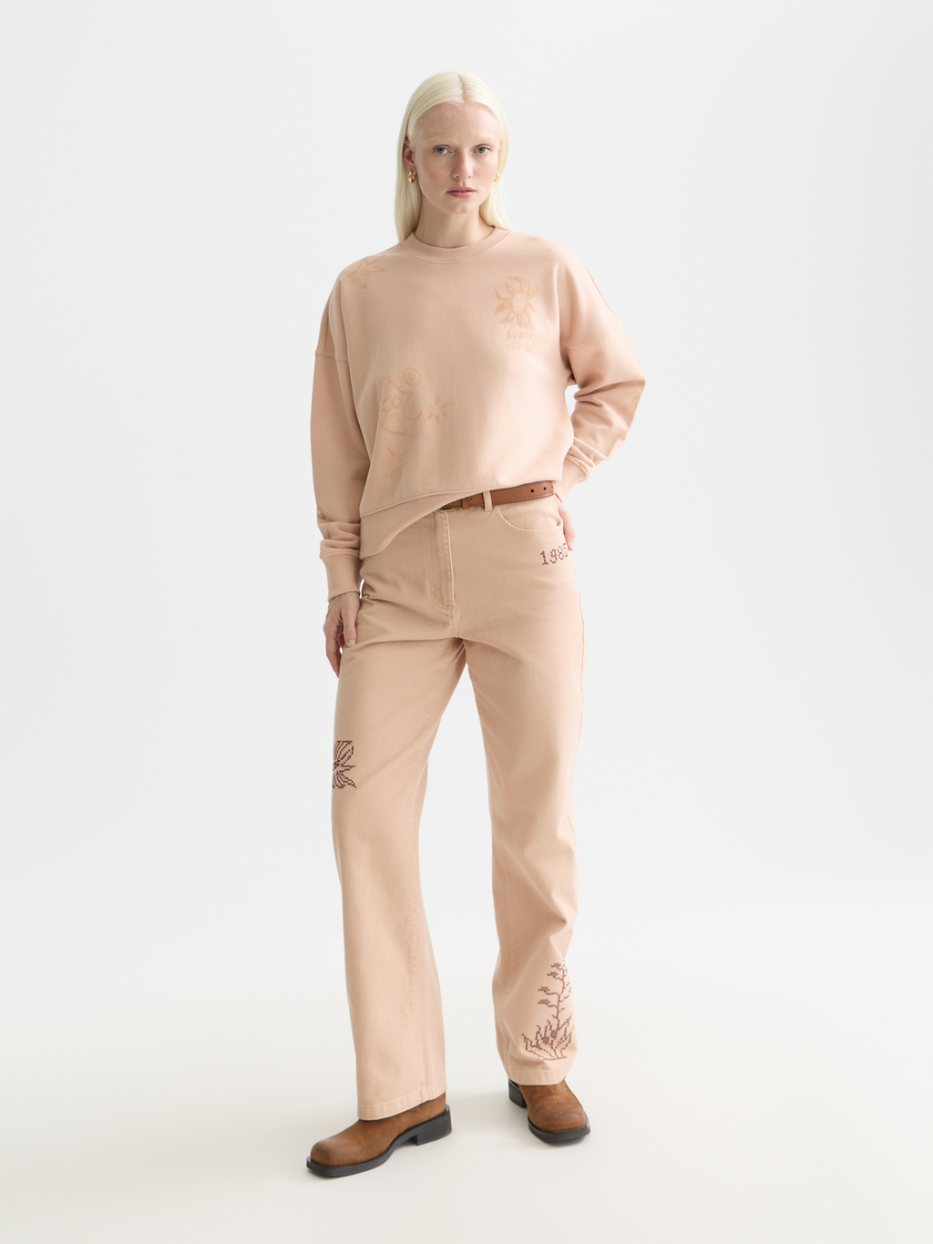 Relaxed flock print sweatshirt