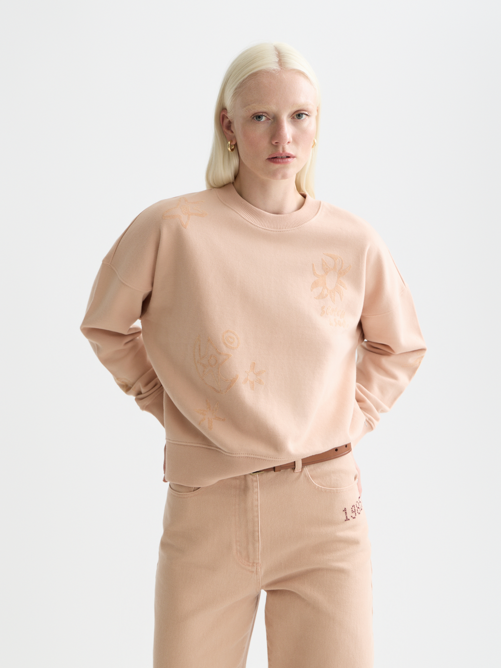 Relaxed flock print sweatshirt