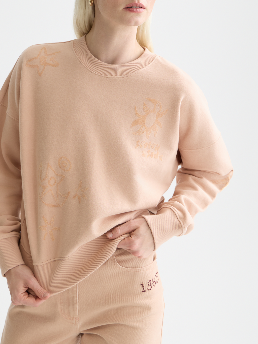 Relaxed flock print sweatshirt