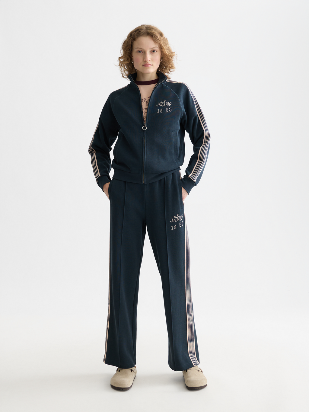 Zip-up interlock sweatshirt