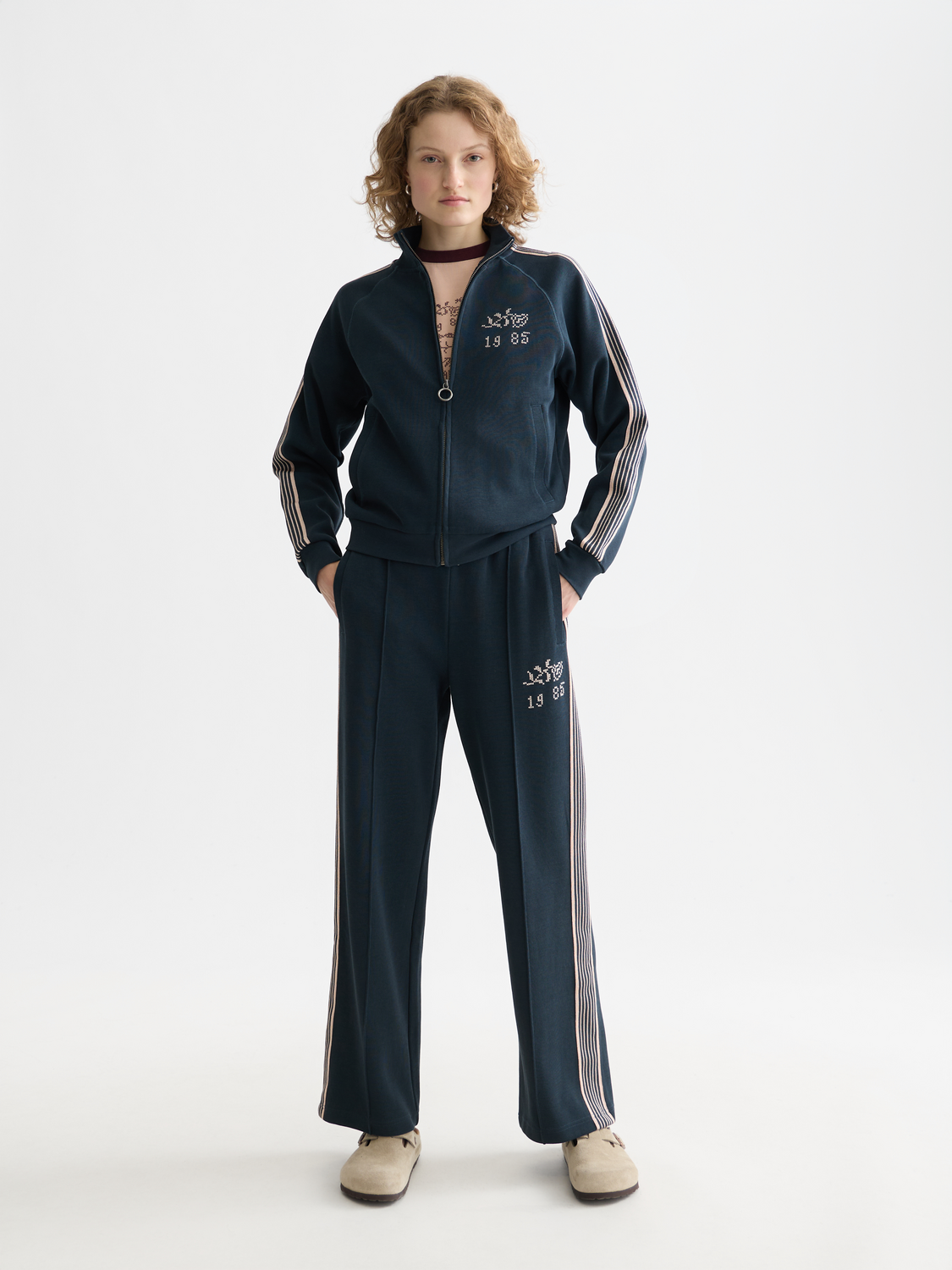 Zip-up interlock sweatshirt