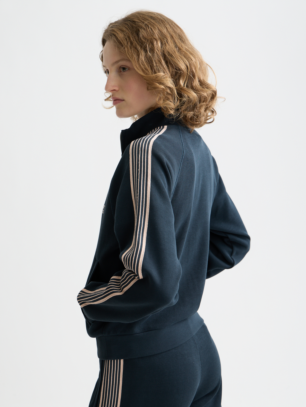 Zip-up interlock sweatshirt