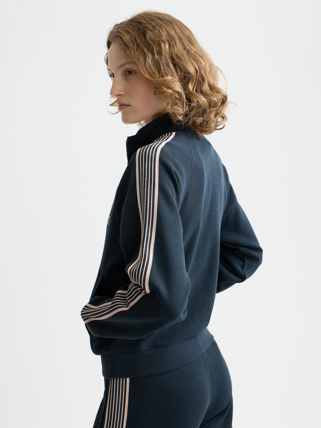 Zip-up interlock sweatshirt