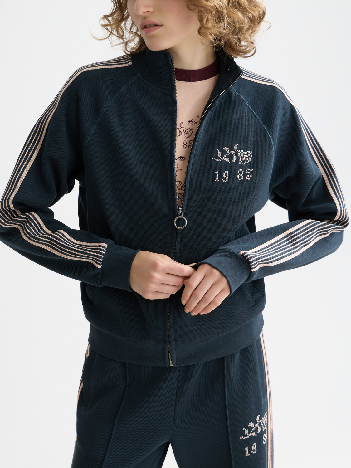 Zip-up interlock sweatshirt