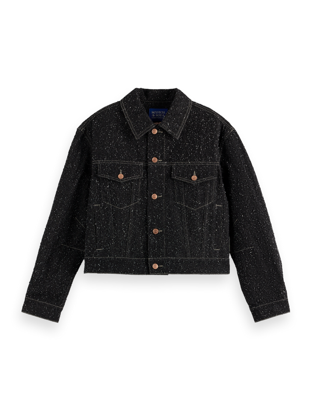 Black denim textured oversized jacket